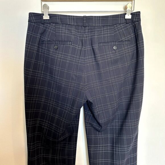 Banana Republic Logan Trouser-Fit Wool-Blend Pant Career Size 8S Blue Plaid - Picture 11 of 16